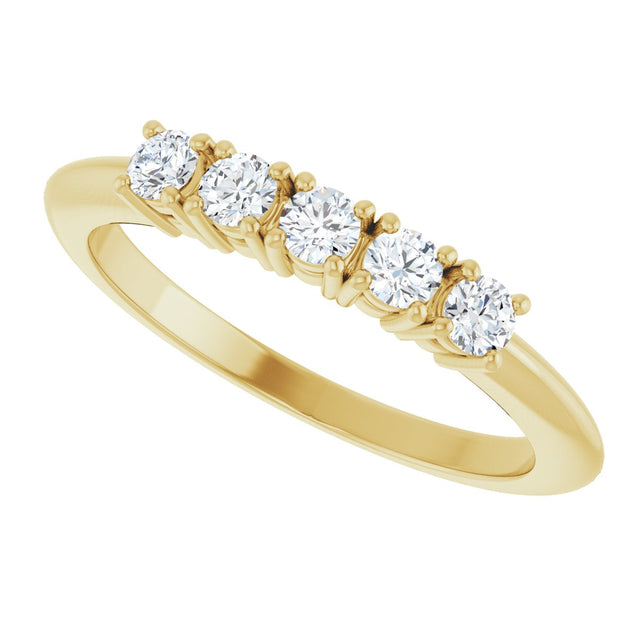 14K Gold Round Lab-Grown Diamond Five-Stone Anniversary Band - 1/6-3/4 CTW - Yellow Gold - view 5