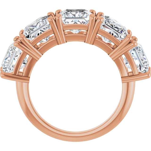 14K Gold Square Lab-Grown Diamond Five-Stone Anniversary Band - 3/4-7 CTW - Rose Gold - view 2