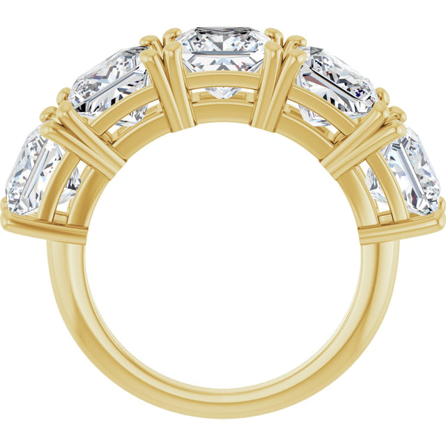 14K Gold Square Lab-Grown Diamond Five-Stone Anniversary Band - 3/4-7 CTW - Yellow Gold - view 2