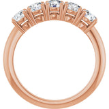 14K Gold Round Lab-Grown Diamond Five-Stone Anniversary Band - 3.8mm Stones - Rose Gold - view 2