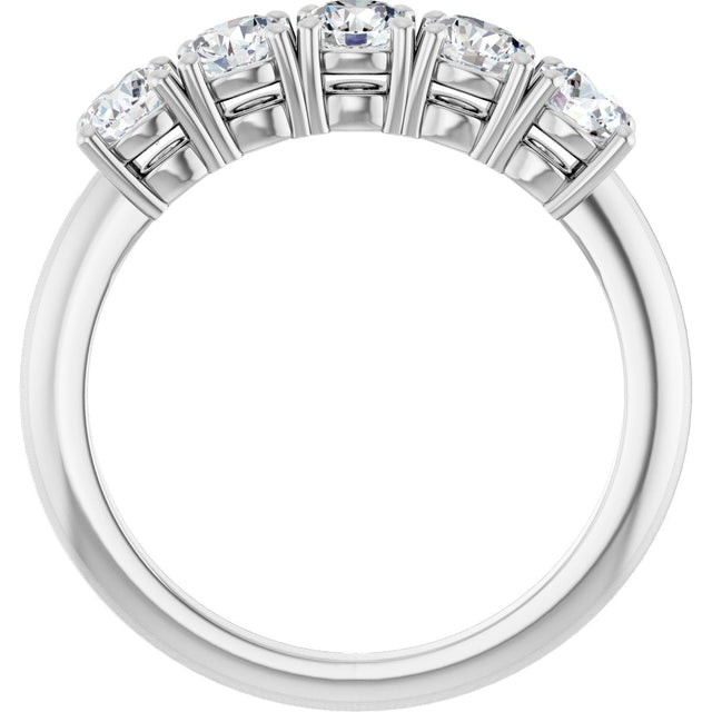 14K Gold Round Lab-Grown Diamond Five-Stone Anniversary Band - 3.8mm Stones - White Gold - view 2