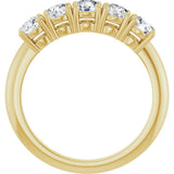 14K Gold Round Lab-Grown Diamond Five-Stone Anniversary Band - 3.8mm Stones - Yellow Gold - view 2