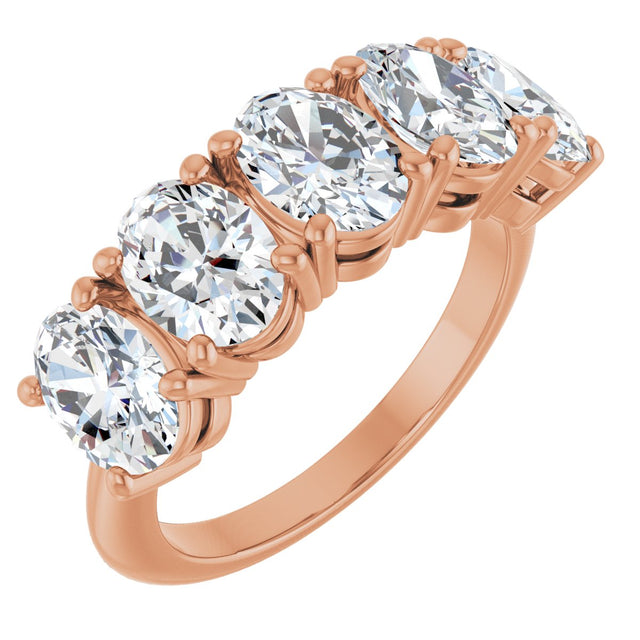 14K Gold Oval Lab-Grown Diamond Five-Stone Anniversary Band - 9/10-3 3/4 CTW - Rose Gold