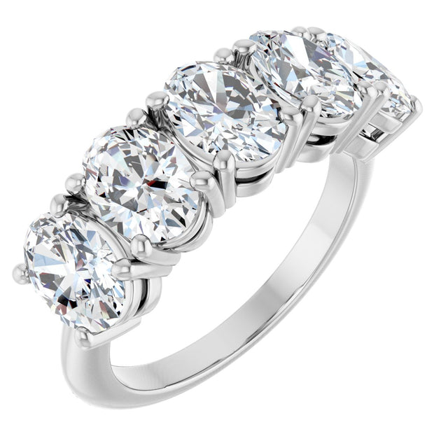 Platinum Oval Lab-Grown Diamond Five-Stone Anniversary Band - 9/10-3 3/4 CTW
