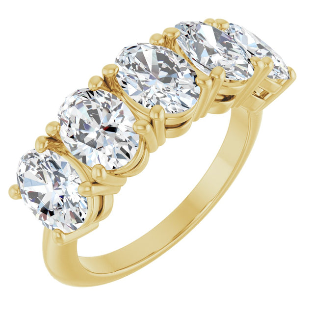 14K Gold Oval Lab-Grown Diamond Five-Stone Anniversary Band - 9/10-3 3/4 CTW - Yellow Gold
