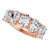 14K Gold Oval Lab-Grown Diamond Five-Stone Anniversary Band - 9/10-3 3/4 CTW - Rose Gold - view 5