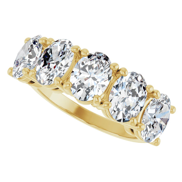 14K Gold Oval Lab-Grown Diamond Five-Stone Anniversary Band - 9/10-3 3/4 CTW - Yellow Gold - view 5