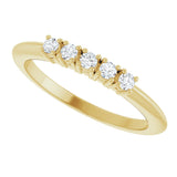 14K Gold Round Natural Diamond Five-Stone Anniversary Band - 1/8-3/4 CTW - Yellow Gold - view 5