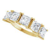 14K Gold Square Lab-Grown Diamond Five-Stone Anniversary Band - 5x5mm Stones - Yellow Gold - view 5