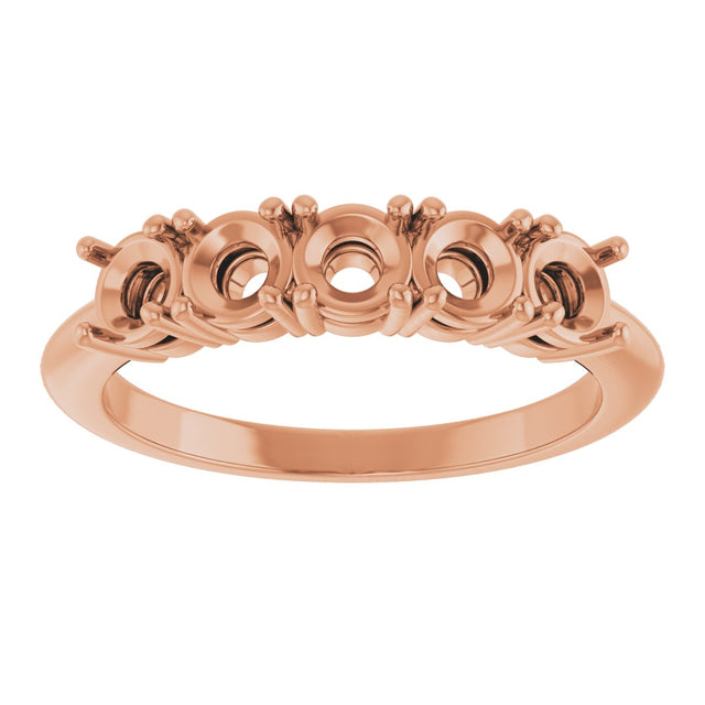 14K Gold Round Lab-Grown Diamond Five-Stone Anniversary Band - 3.75mm Stones - Rose Gold - view 5