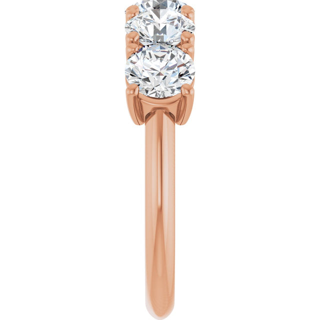 14K Gold Round Lab-Grown Diamond Five-Stone Anniversary Band - 1 1/3-3 5/8 CTW - Rose Gold - view 4
