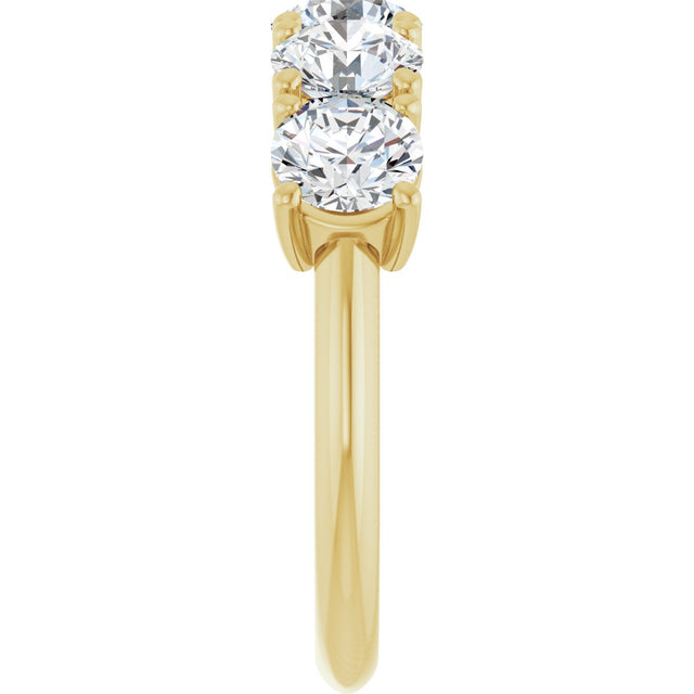 14K Gold Round Natural Diamond Five-Stone Anniversary Band - 1 1/3-3 7/8 CTW - Yellow Gold - view 4