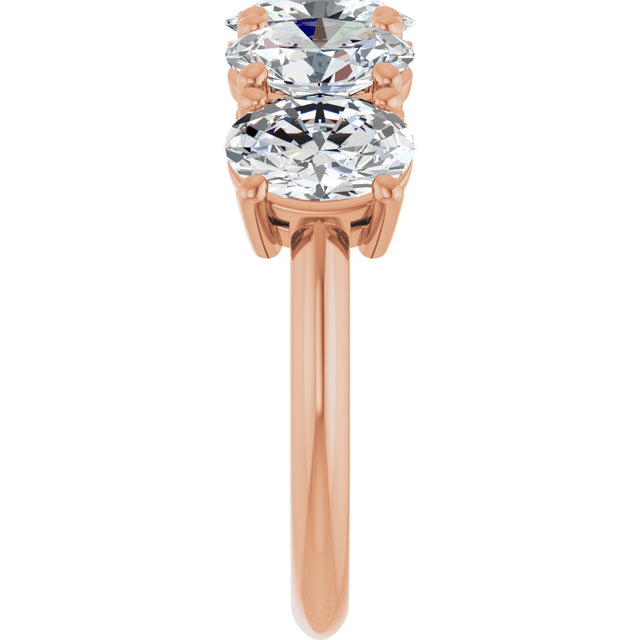 14K Gold Oval Lab-Grown Diamond Five-Stone Anniversary Band - 9/10-3 3/4 CTW - Rose Gold - view 4