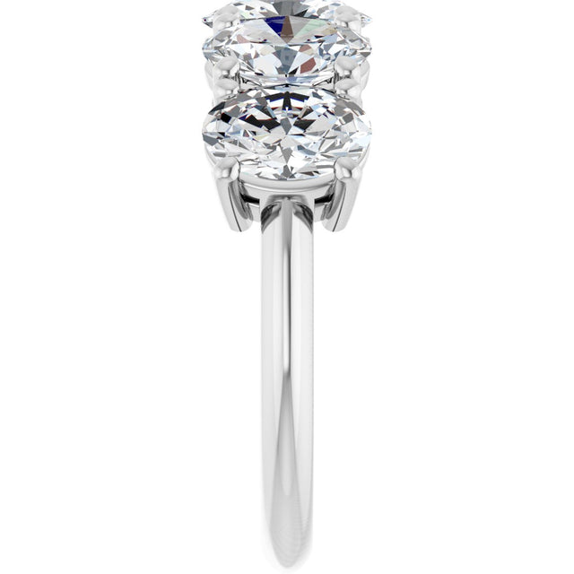 14K Gold Oval Lab-Grown Diamond Five-Stone Anniversary Band - 9/10-3 3/4 CTW - White Gold - view 4
