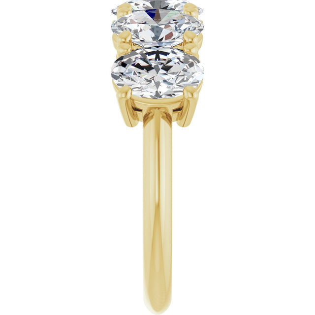 14K Gold Oval Lab-Grown Diamond Five-Stone Anniversary Band - 9/10-3 3/4 CTW - Yellow Gold - view 4
