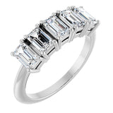 14K Gold Emerald Natural Diamond Five-Stone Anniversary Band - 1 7/8-2 1/2 CTW - White Gold