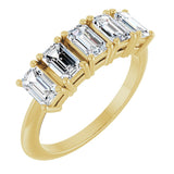14K Gold Emerald Lab-Grown Diamond Five-Stone Anniversary Band - 1 7/8-5 1/2 CTW - Yellow Gold