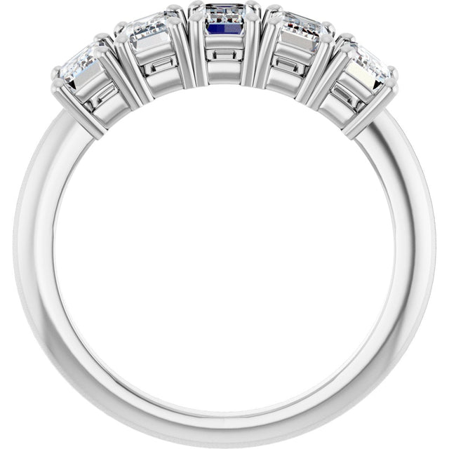 14K Gold Emerald Lab-Grown Diamond Five-Stone Anniversary Band - 1 7/8-5 1/2 CTW - White Gold - view 2