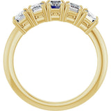14K Gold Emerald Natural Diamond Five-Stone Anniversary Band - 1 7/8-2 1/2 CTW - Yellow Gold - view 2