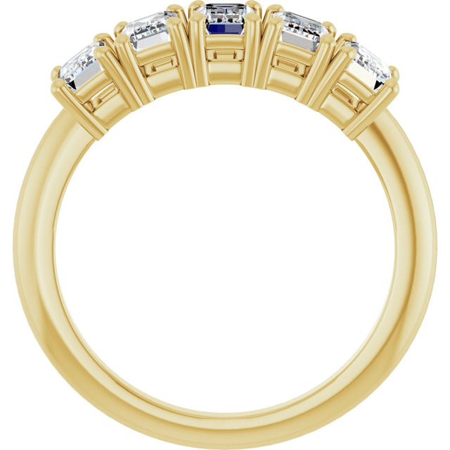 14K Gold Emerald Lab-Grown Diamond Five-Stone Anniversary Band - 1 7/8-5 1/2 CTW - Yellow Gold - view 2