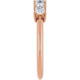 14K Gold Square Natural Diamond Five-Stone Anniversary Band - 1/4-5/8 CTW - Rose Gold - view 4
