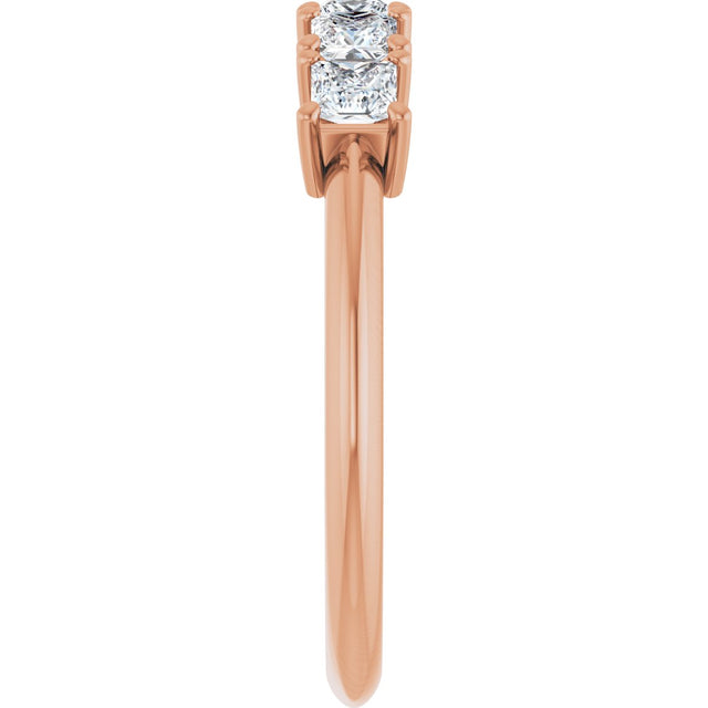 14K Gold Square Lab-Grown Diamond Five-Stone Anniversary Band - 1/4-1/2 CTW - Rose Gold - view 4