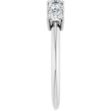 14K Gold Square Natural Diamond Five-Stone Anniversary Band - 1/4-5/8 CTW - White Gold - view 4