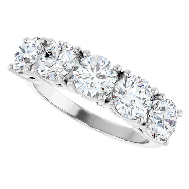 Platinum Round Lab-Grown Diamond Five-Stone Anniversary Band - 1 1/3-3 5/8 CTW - view 5