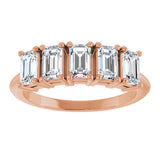 14K Gold Emerald Natural Diamond Five-Stone Anniversary Band - 1 7/8-2 1/2 CTW - Rose Gold - view 3