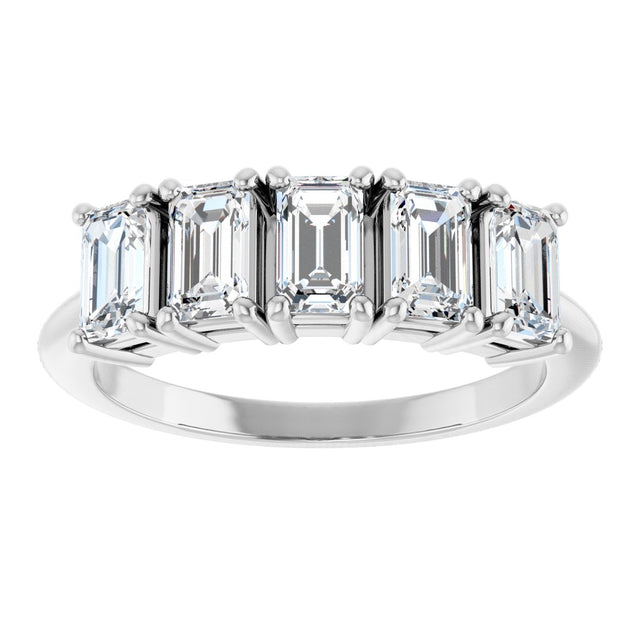 Platinum Emerald Lab-Grown Diamond Five-Stone Anniversary Band - 1 7/8-5 1/2 CTW - view 3