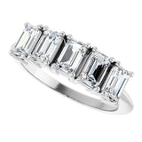 Platinum Emerald Natural Diamond Five-Stone Anniversary Band - 1 7/8-2 1/2 CTW - view 5