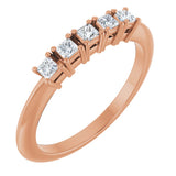 14K Gold Square Natural Diamond Five-Stone Anniversary Band - 1/4-5/8 CTW - Rose Gold