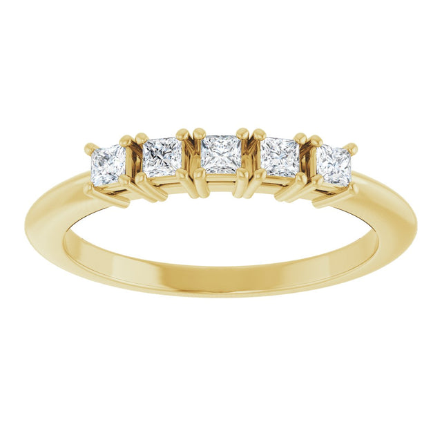 14K Gold Square Lab-Grown Diamond Five-Stone Anniversary Band - 1/4-1/2 CTW - Yellow Gold - view 3