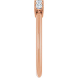 14K Gold Square Natural Diamond Five-Stone Anniversary Band - 1/4-5/8 CTW - Rose Gold - view 4
