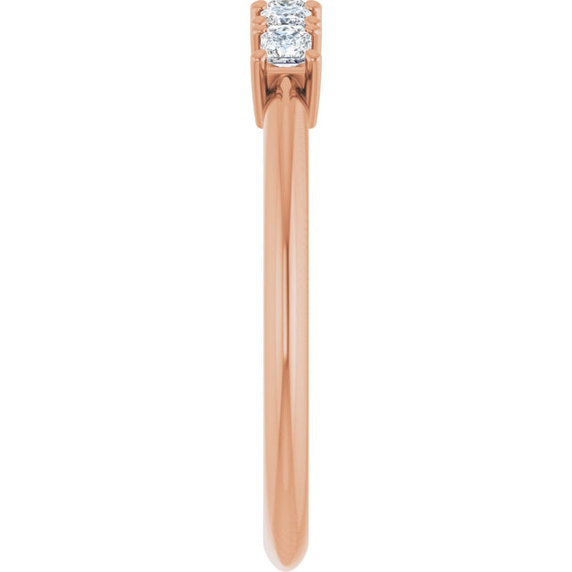 14K Gold Square Natural Diamond Five-Stone Anniversary Band - 1/4-5/8 CTW - Rose Gold - view 4