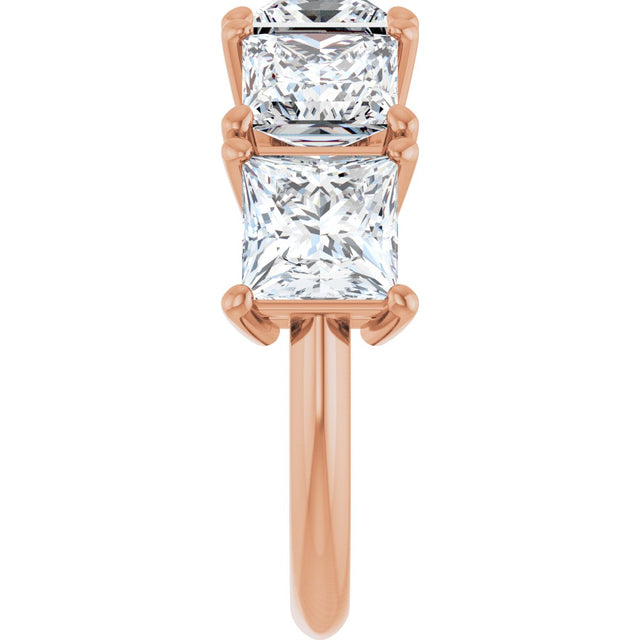 14K Gold Square Lab-Grown Diamond Five-Stone Anniversary Band - 3/4-7 CTW - Rose Gold - view 4