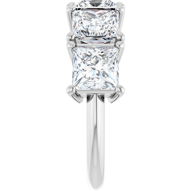 14K Gold Square Lab-Grown Diamond Five-Stone Anniversary Band - 3/4-7 CTW - White Gold - view 4