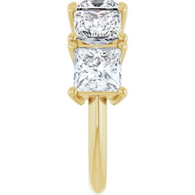 14K Gold Square Lab-Grown Diamond Five-Stone Anniversary Band - 3/4-7 CTW - Yellow Gold - view 4