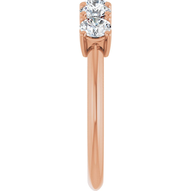 14K Gold Round Lab-Grown Diamond Five-Stone Anniversary Band - 3.8mm Stones - Rose Gold - view 4