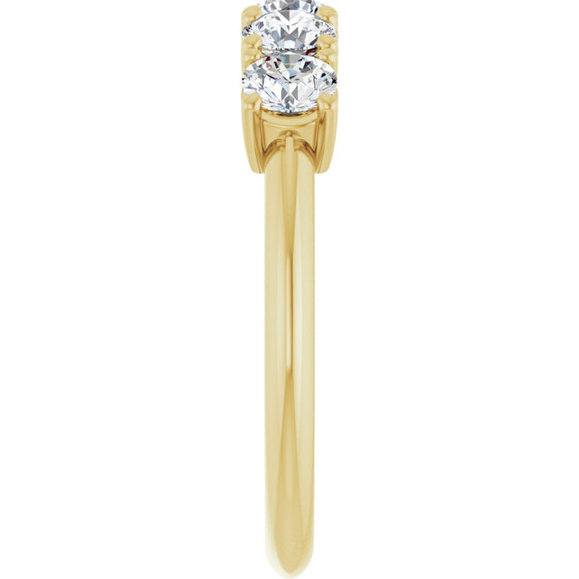 14K Gold Round Lab-Grown Diamond Five-Stone Anniversary Band - 3.8mm Stones - Yellow Gold - view 4