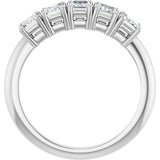 Platinum Emerald Lab-Grown Diamond Five-Stone Anniversary Band - 4x3mm Stones - view 2