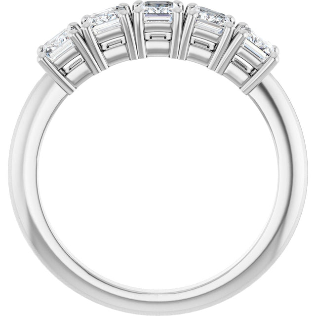 Platinum Emerald Lab-Grown Diamond Five-Stone Anniversary Band - 4x3mm Stones - view 2