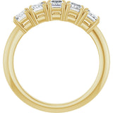 14K Gold Emerald Lab-Grown Diamond Five-Stone Anniversary Band - 4x3mm Stones - Yellow Gold - view 2
