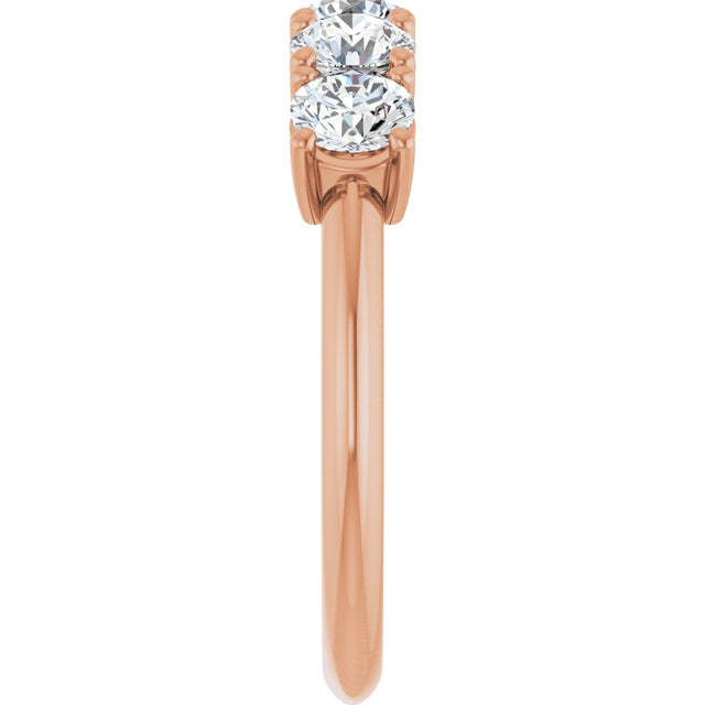 14K Gold Round Natural Diamond Five-Stone Anniversary Band - 1 1/3-3 7/8 CTW - Rose Gold - view 4