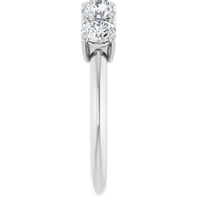 14K Gold Round Lab-Grown Diamond Five-Stone Anniversary Band - 1 1/3-3 5/8 CTW - White Gold - view 4