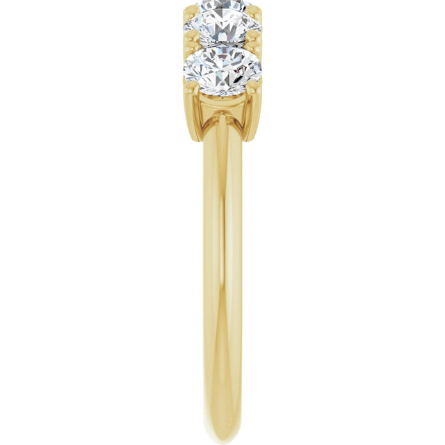 14K Gold Round Lab-Grown Diamond Five-Stone Anniversary Band - 1 1/3-3 5/8 CTW - Yellow Gold - view 4