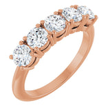 14K Gold Round Natural Diamond Five-Stone Anniversary Band - 1 1/3-3 7/8 CTW - Rose Gold