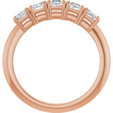 14K Gold Square Natural Diamond Five-Stone Anniversary Band - 1/4-5/8 CTW - Rose Gold - view 2