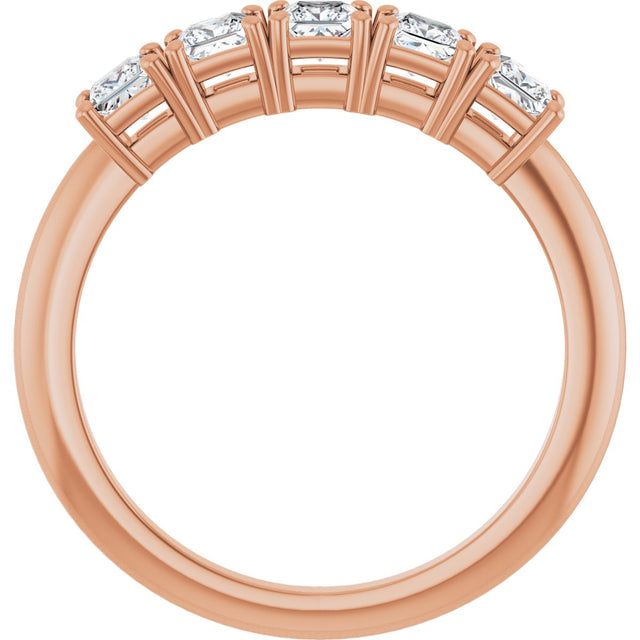 14K Gold Square Lab-Grown Diamond Five-Stone Anniversary Band - 1/4-1/2 CTW - Rose Gold - view 2