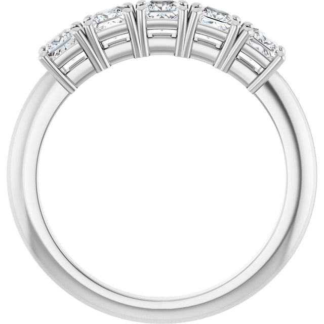 Platinum Square Natural Diamond Five-Stone Anniversary Band - 1/4-5/8 CTW - view 2